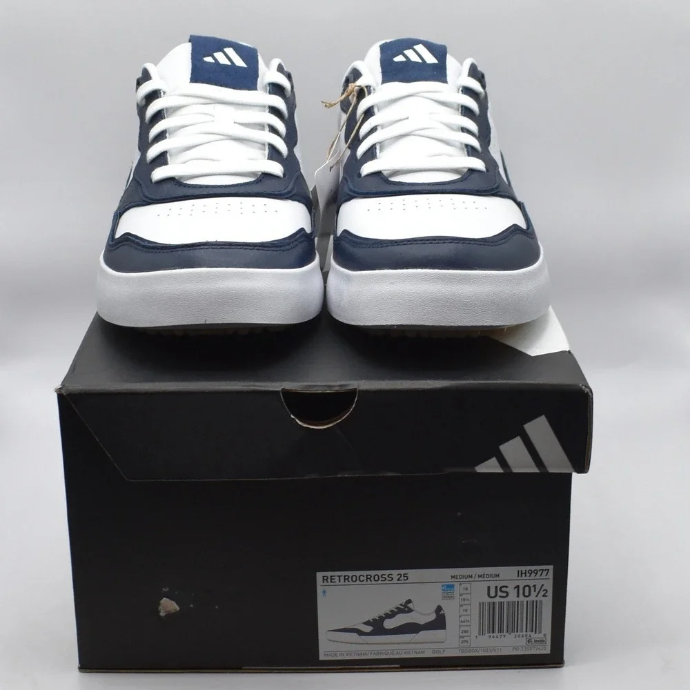 Adidas Retrocross 25 Spikeless Golf Shoes Men's Size 10.5 White Navy IH9977 NWT‎